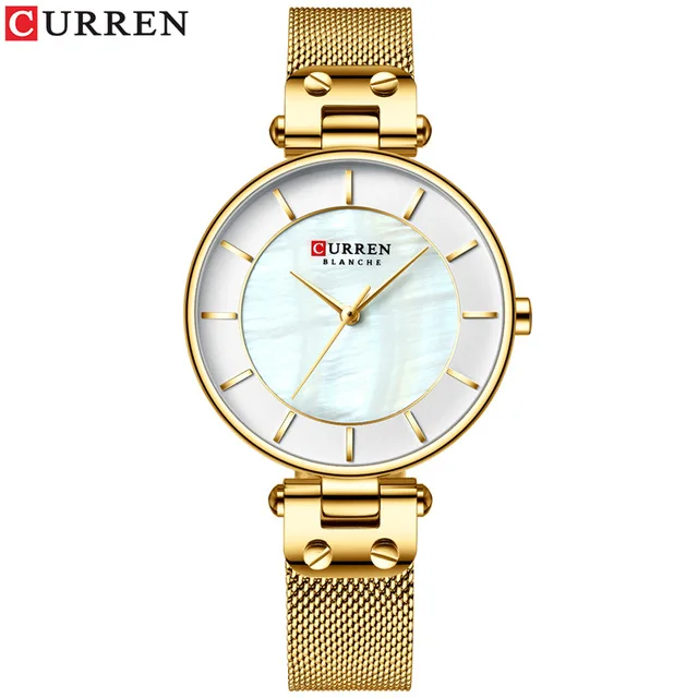 gold white Relogio Feminino CURREN часы женские роскошные Брендовые женские кварцевые наручные часы кожаные водонепроницаемые часы Reloj Mujer Часы для девочек - Цвет: gold white