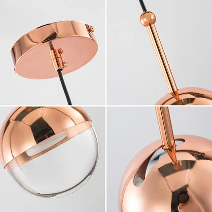 Nordic Loft Rose Gold crystal Ball Pendant Light Personality Designer Aisle Bar Living Room Bedside Suspension Fixtures | Освещение