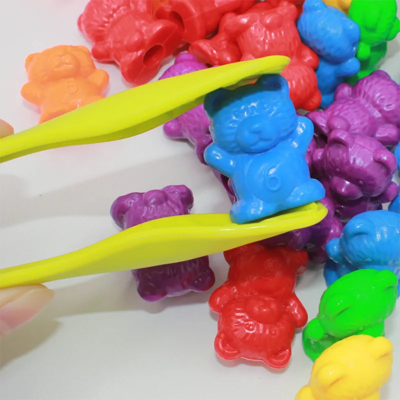 Color Sorting Toys Montessori Rainbow Matching Game Counting Bears With Tweezers Stacking Cups Card For Toddlers Baby | Игрушки и хобби