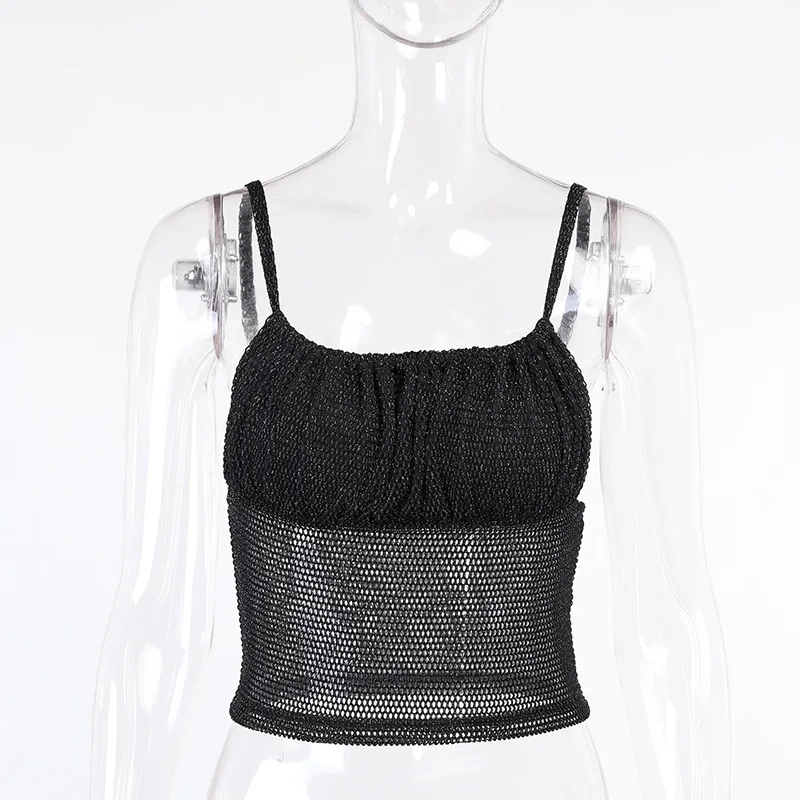 

Sexy Pleated Suspender Spring Summer 2021 Top Solid Color Fashion Chic Crop Top Women Base Slim Fit Backless Sexy Summer Tops