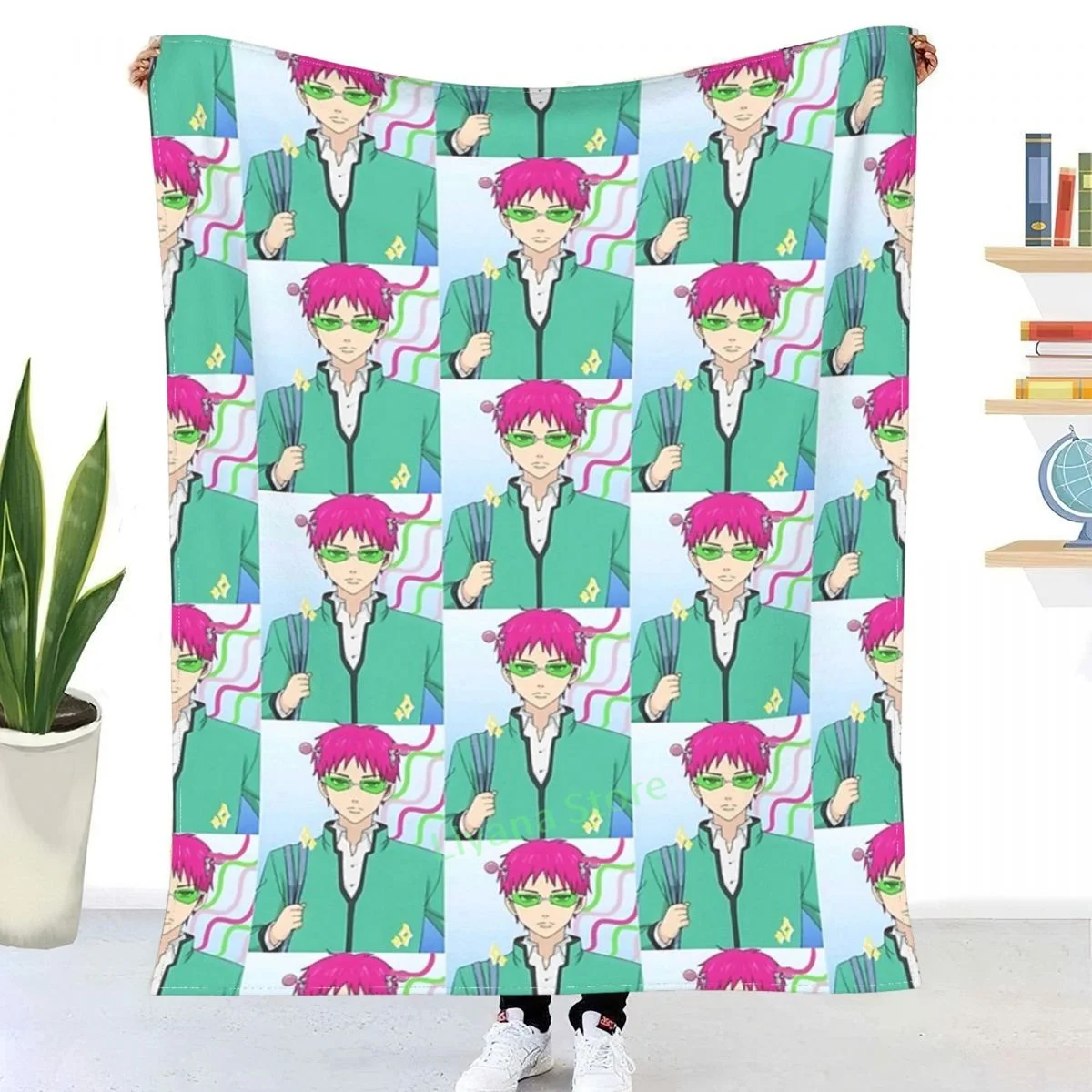 

Saiki K Anime. Throw Blanket 3D printed sofa bedroom decorative blanket children adult Christmas gift