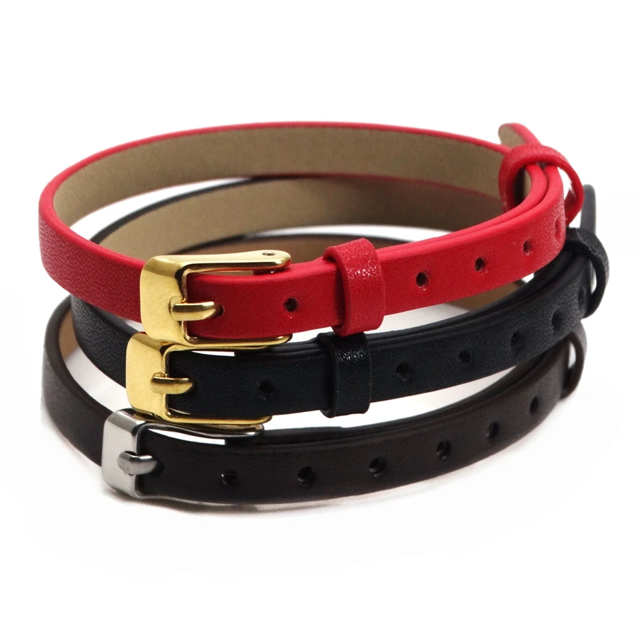 

C.YIP KAN 6mm wide Belt bracelet Microfiber leather watchband bracelet Stainless steel fastener DIY accessories Bracelet jewelry