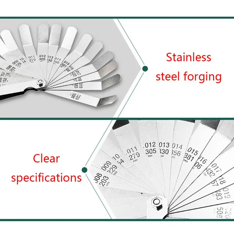 

16 Blades Steel Feeler Gauge Measurement Tool for Measuring Space Width Thickne