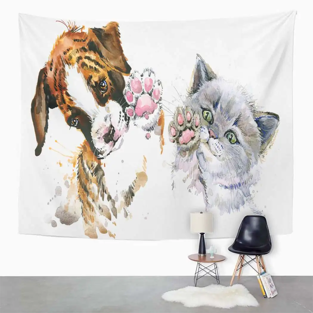

Pretty Tapestry Cute Dog Cat Tapestry For Bedroom Room Decor Wall Hanging Wall Art Tapestry Picnic Mat Beach Towel Bed Cover