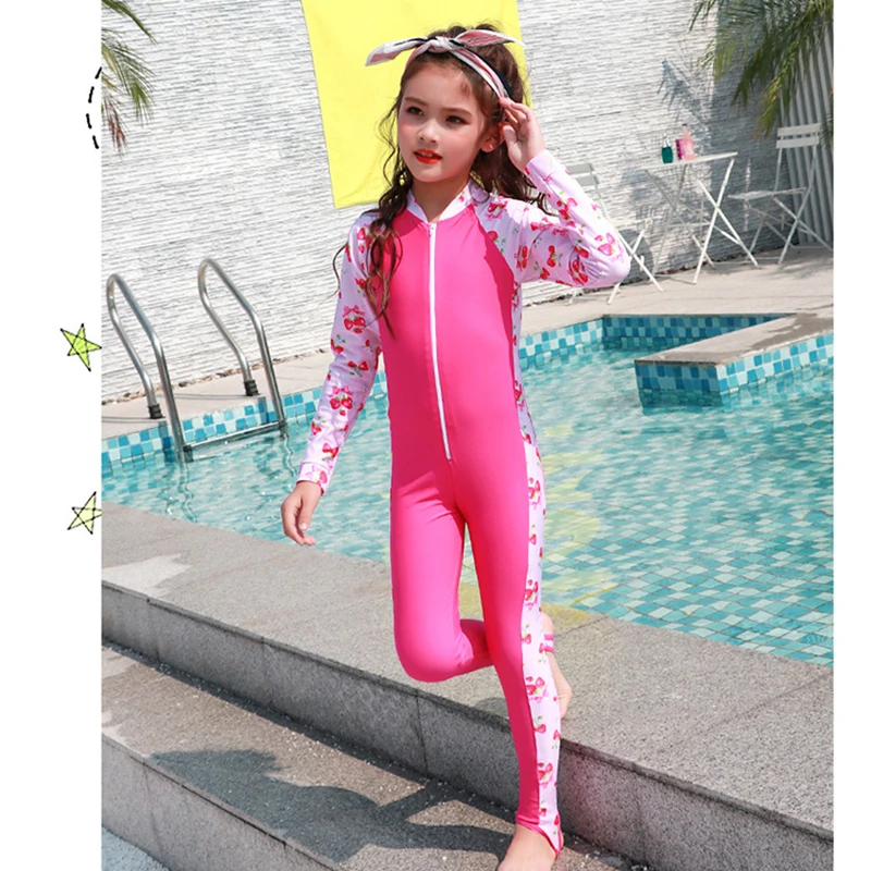 Цельный купальник боди пляжная одежда детские штаны с длинными рукавами для