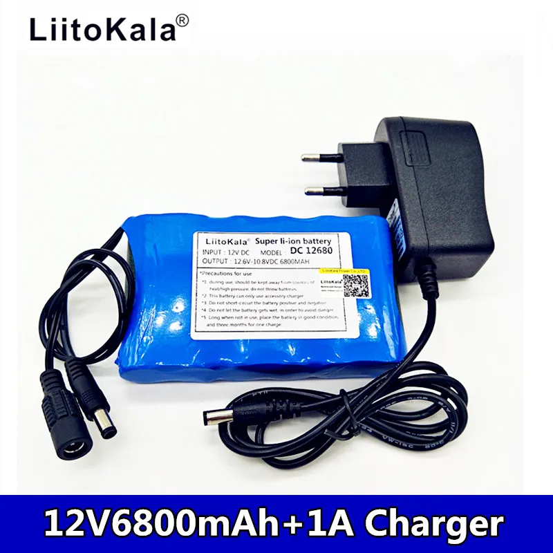 Liitokala 12V 6800mAh 3S2P большая емкость 18650 Li Защитная повязка с зарядным устройством 1A