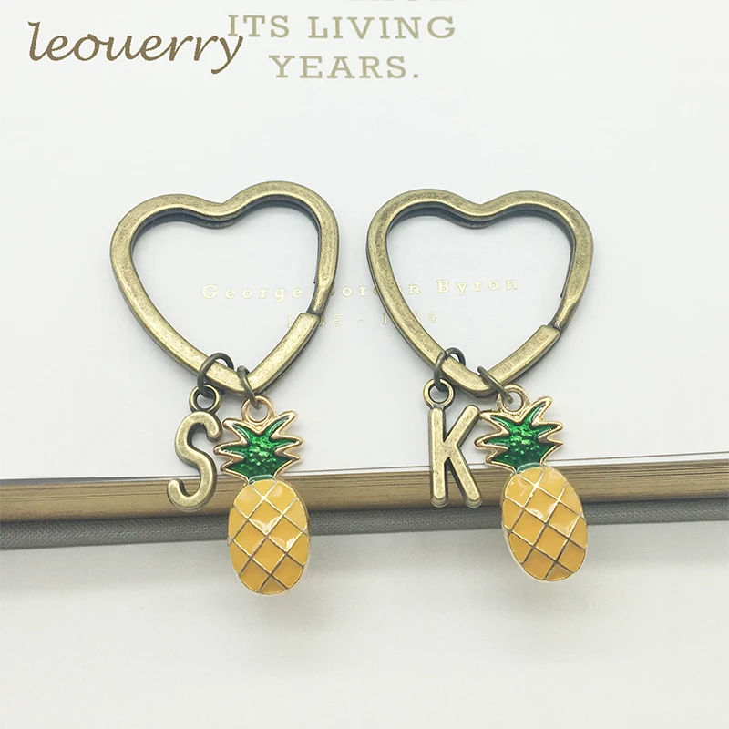 

A-Z 26 Initial Letters Pineapple Keychain Custom Keyring Pineapple Jewelry Fruit Charms Best Friend Keychain Gifts