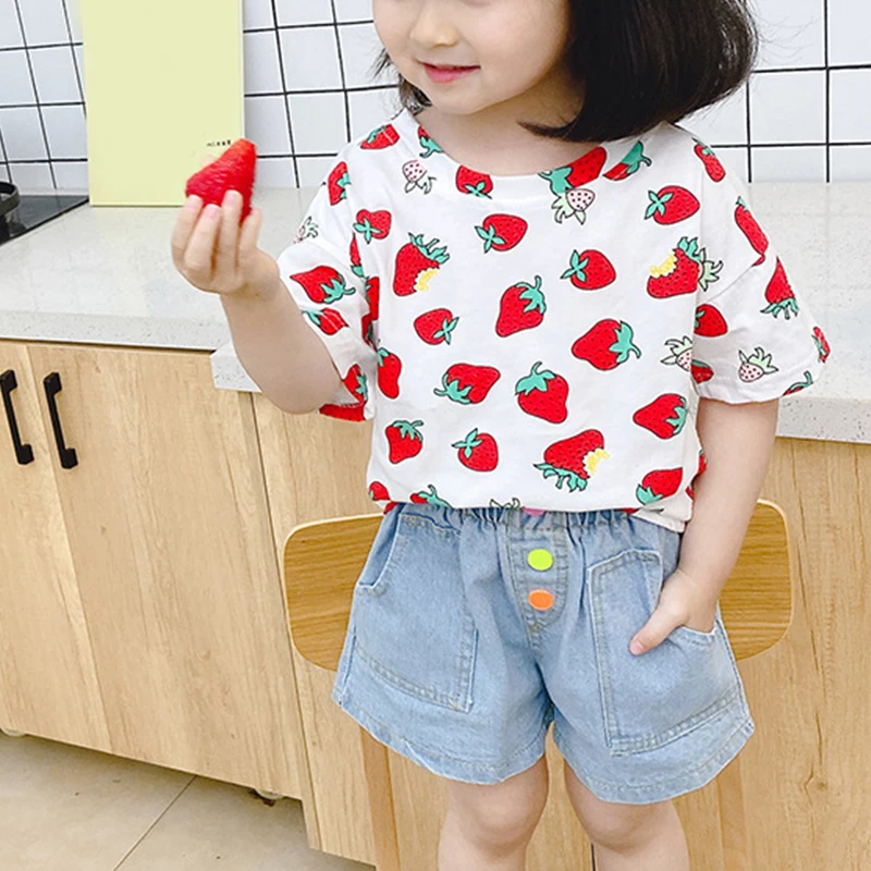 

Baby Boys Girls Fashion Casual All-match Cartoon Pattern Short Sleeves Round Collar Cotton Summer baby T-shirt