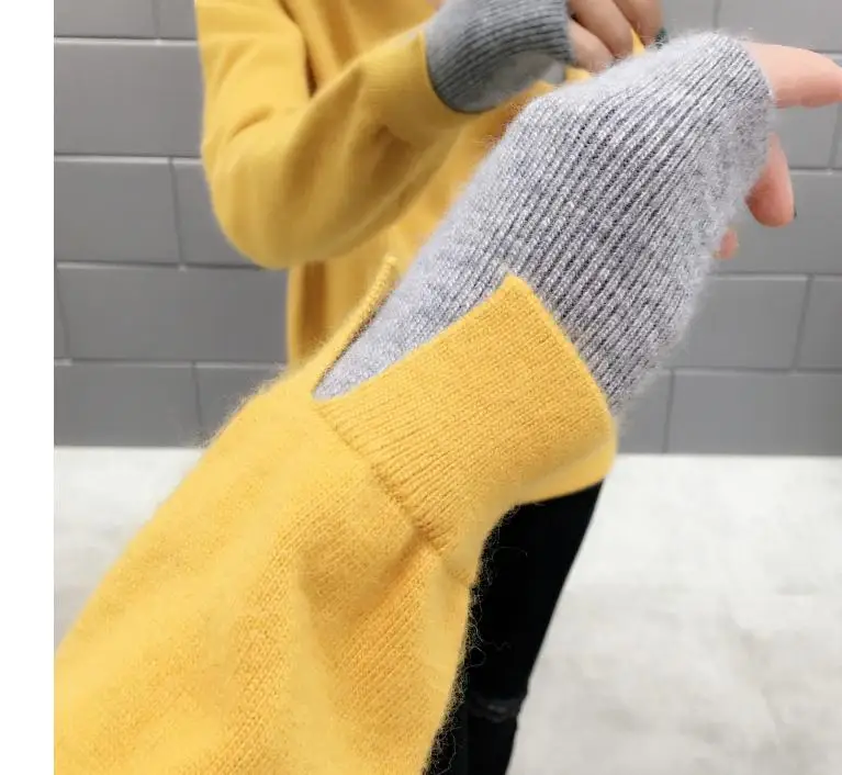 

2020 spring and autumn winter with New style fashion Long sleeve High collar Set head Women's Sweater coat