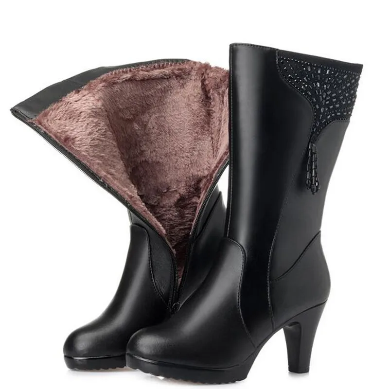 Новинка модные теплые зимние ботинки обувь из натуральной кожи с бахромой и