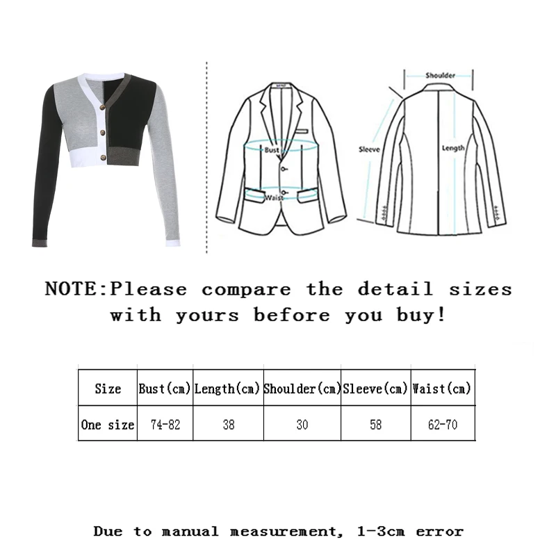 

SLLSKY V-Neck Single Breasted Knitted Cardigans Women Long Sleeve Patchwork Thin Casual Female Tops Spring Short Lady Outwear