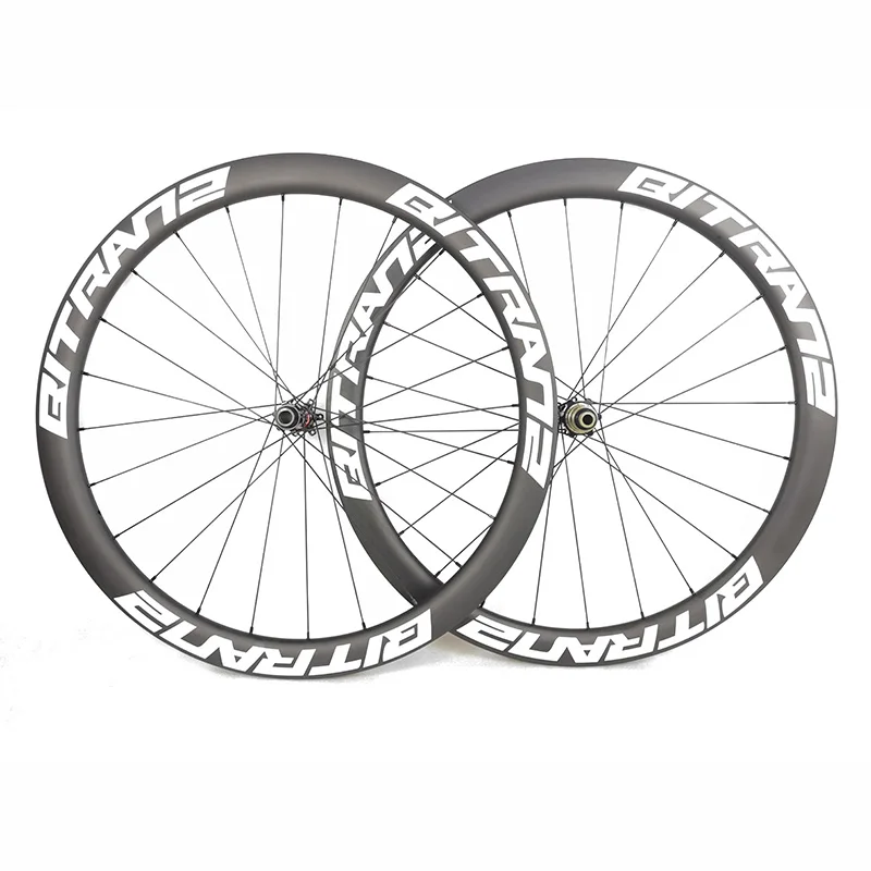 

700C gravel 45mm x 28mm width clincher tubeless road disc bicycle wheelset Light carbon fiber wheels 24 spokes UD 3K 12K
