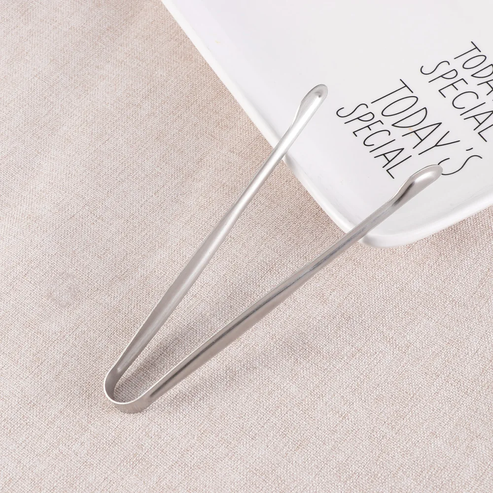 

4 Pcs 15CM Stainless Steel Mini Food Serving Tongs Practical Ice Cube Tongs Bread Clip Home Bar Supplies (YH52-A, Sanding)