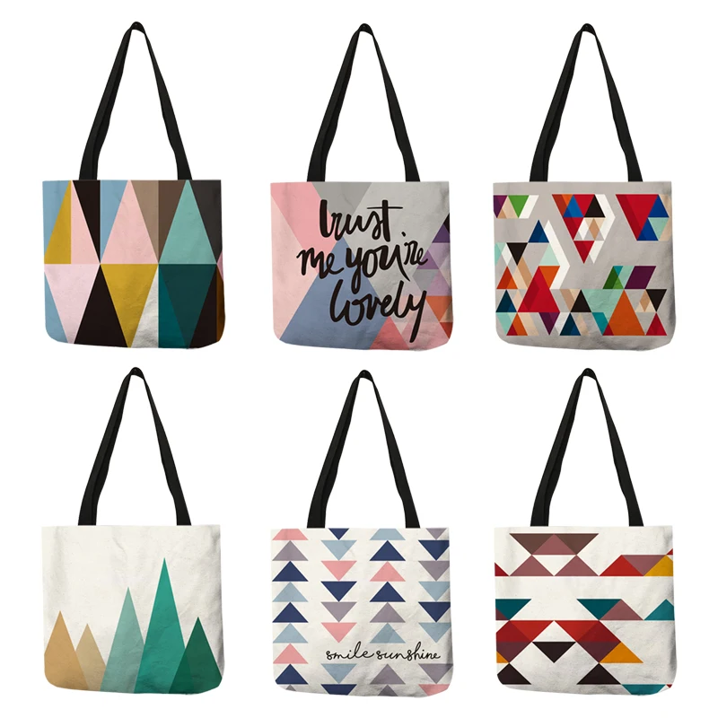 Повседневная Полезная Складная Сумка тоут с геометрическим рисунком