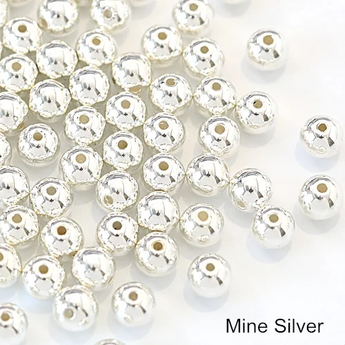 Mine Silver Много цветов ABS имитация жемчуга круглые бусины с дырочками DIY браслет серьги Подвески швейные бусы ожерелье Изготовление ювелирных изделий B3625 - Цвет: Mine Silver