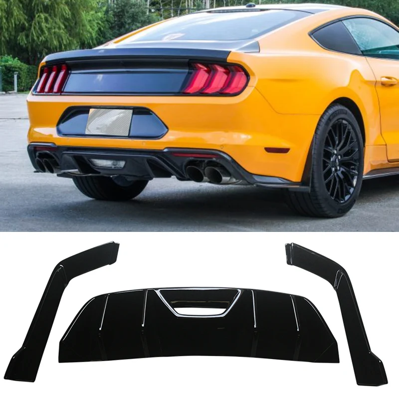 

Задний диффузор для губ LOYAL для 2015, 2016, 2017, глянцевый черный Ford Mustang, 4 ласты, HPE700, HPE750 HN, задний диффузор для губ, спойлер