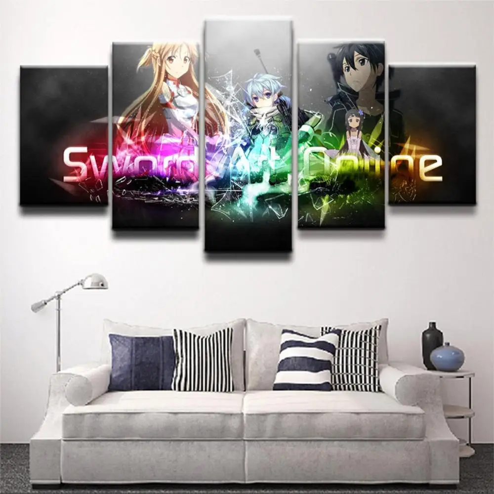 

5 Piece Wall Art Canvas Paintings Japanese Anime Picture Swordsman Figure Prints Modern Home Room Decor Posters On The Wall
