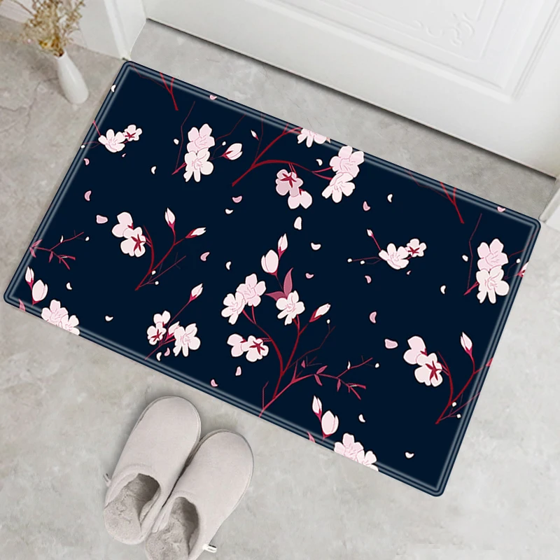 Напольный коврик с вишневым цветком впитывающий нескользящий ковер для дверей
