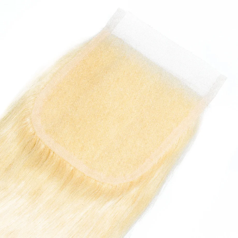 Блонд человеческие волосы пучки с закрытием бразильские Прямые 613 девственные