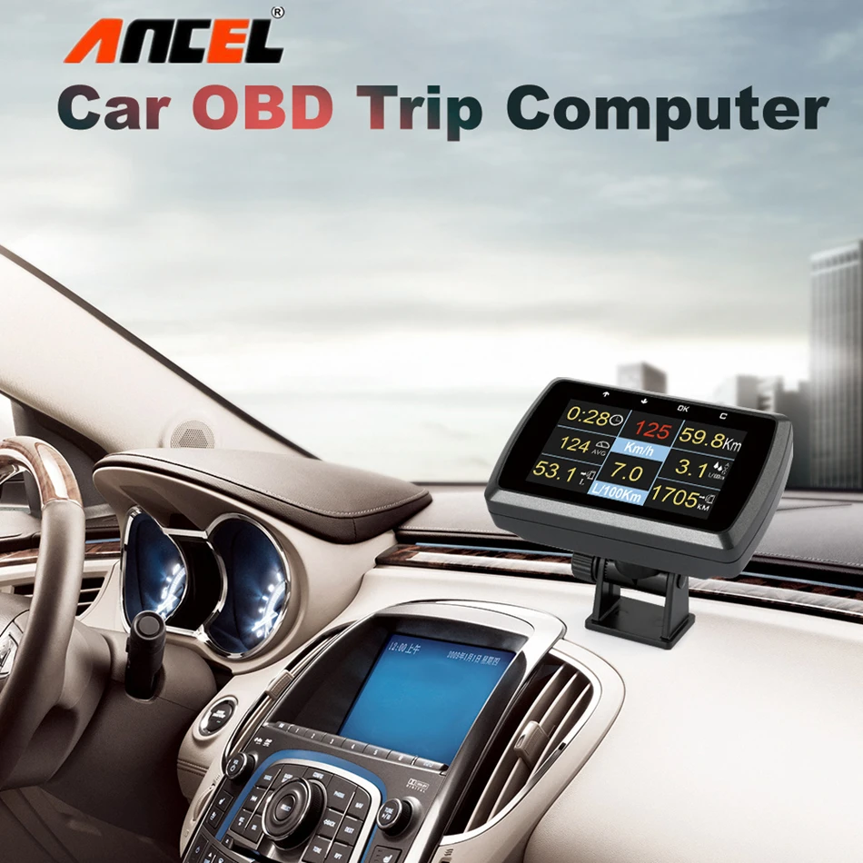 Ancel A501 HUD Дисплей OBD2 бортовой компьютер для автомобиля расход топлива измеритель температуры Спидометр OBD2 HUD Дисплей