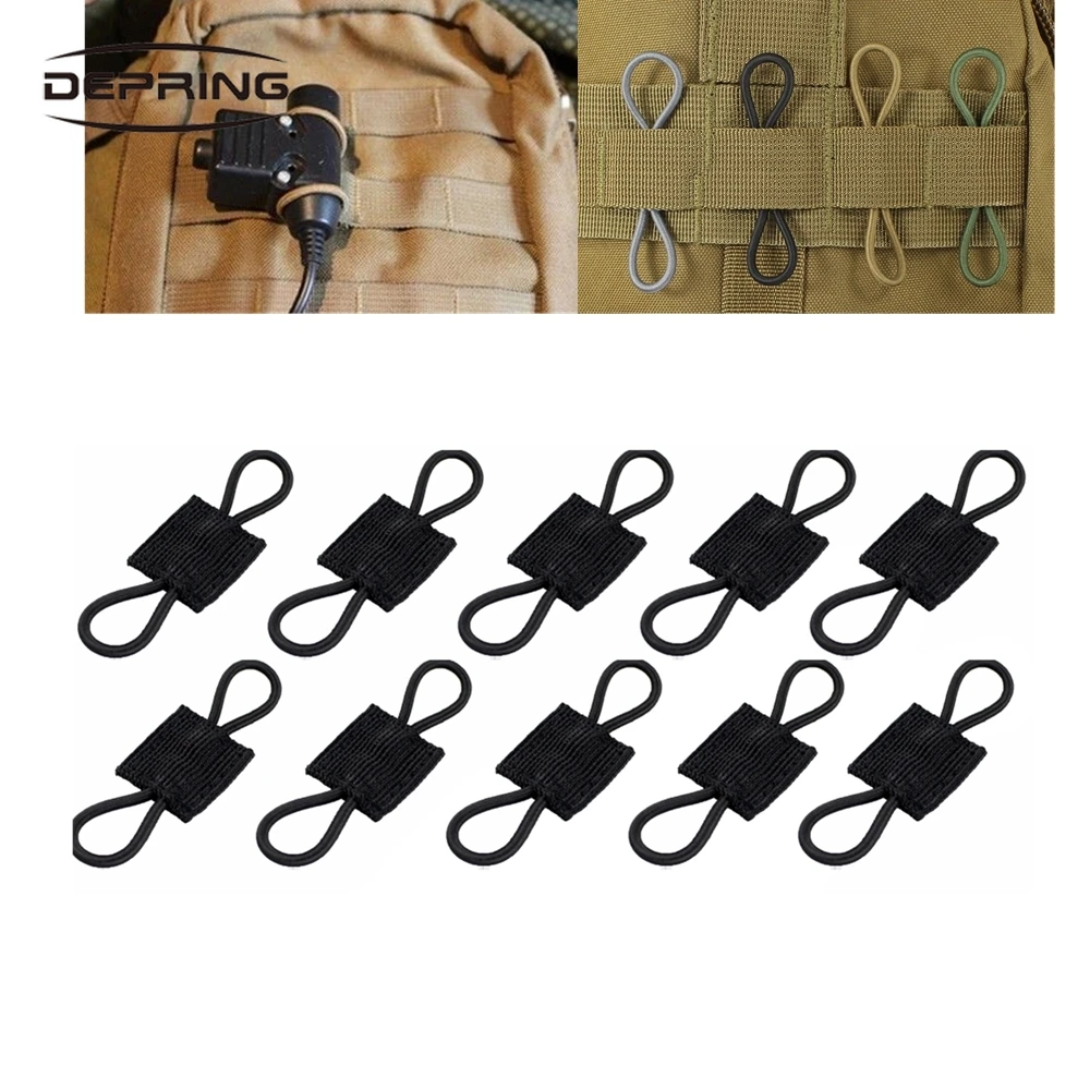 10pcs/set MOLLE Elastic Molle Ribbon Buckle Tactical Binding Retainer for PTT Antenna Stick 1" Platform | Спорт и развлечения