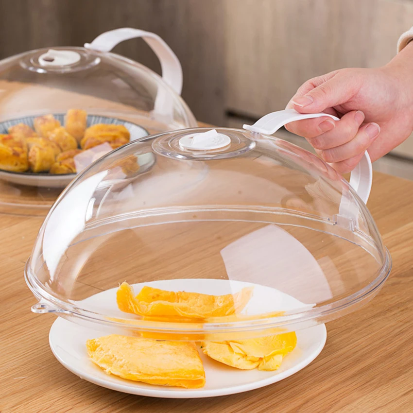 

Clear Large Plastic 26cm Food Cover with Steam Vent, Handle Microwave Plate Cover Splatter Guard Dish Dustproof Cover