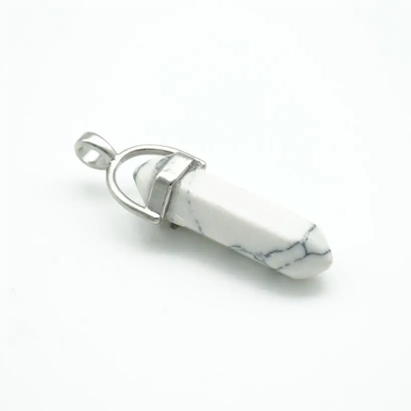 Шестигранная Призма кулон из натурального камня в форме пули точка чакры