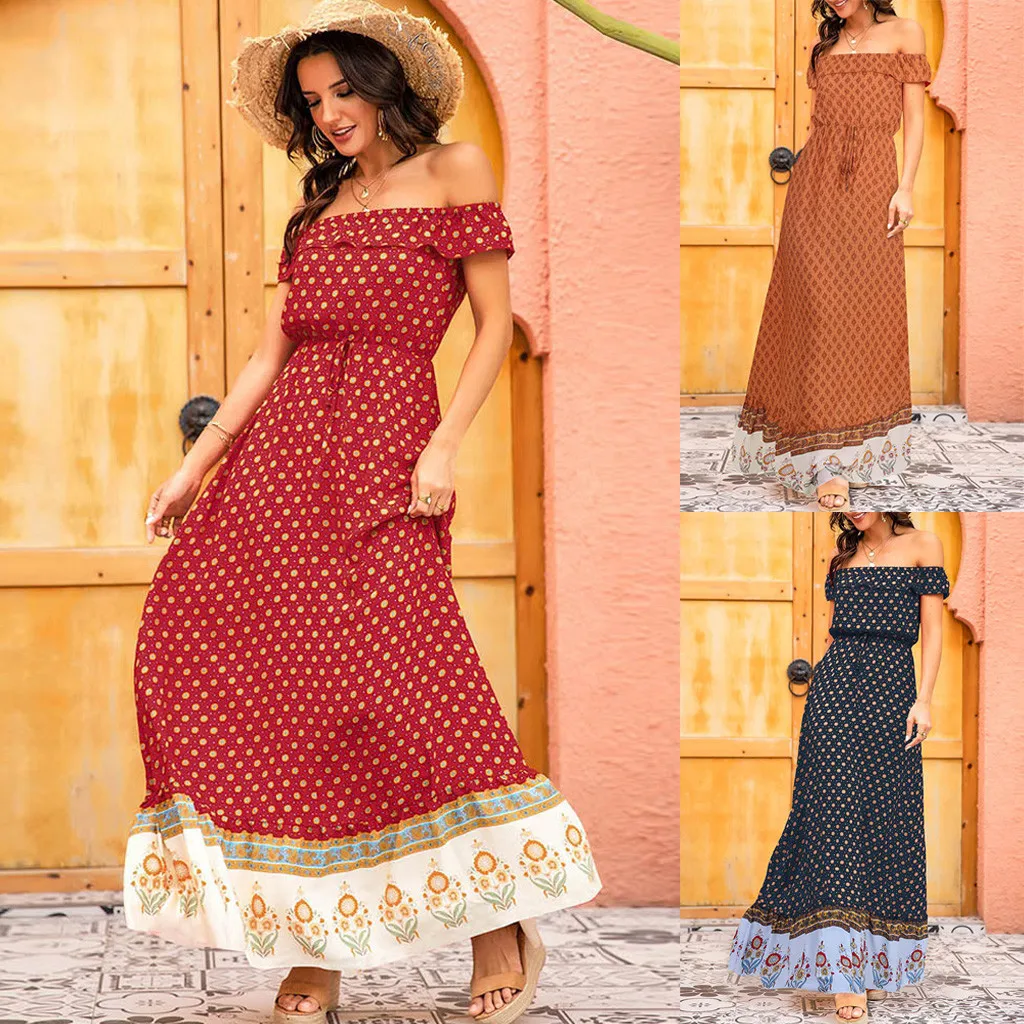 Модные макси платья для женщин элегантное платье в горошек с цветочным принтом