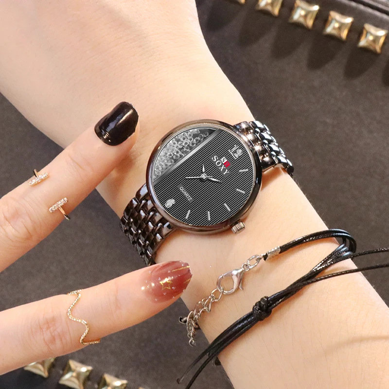 Женские кварцевые часы SOXY роскошные цвета розового золота с особым уникальным