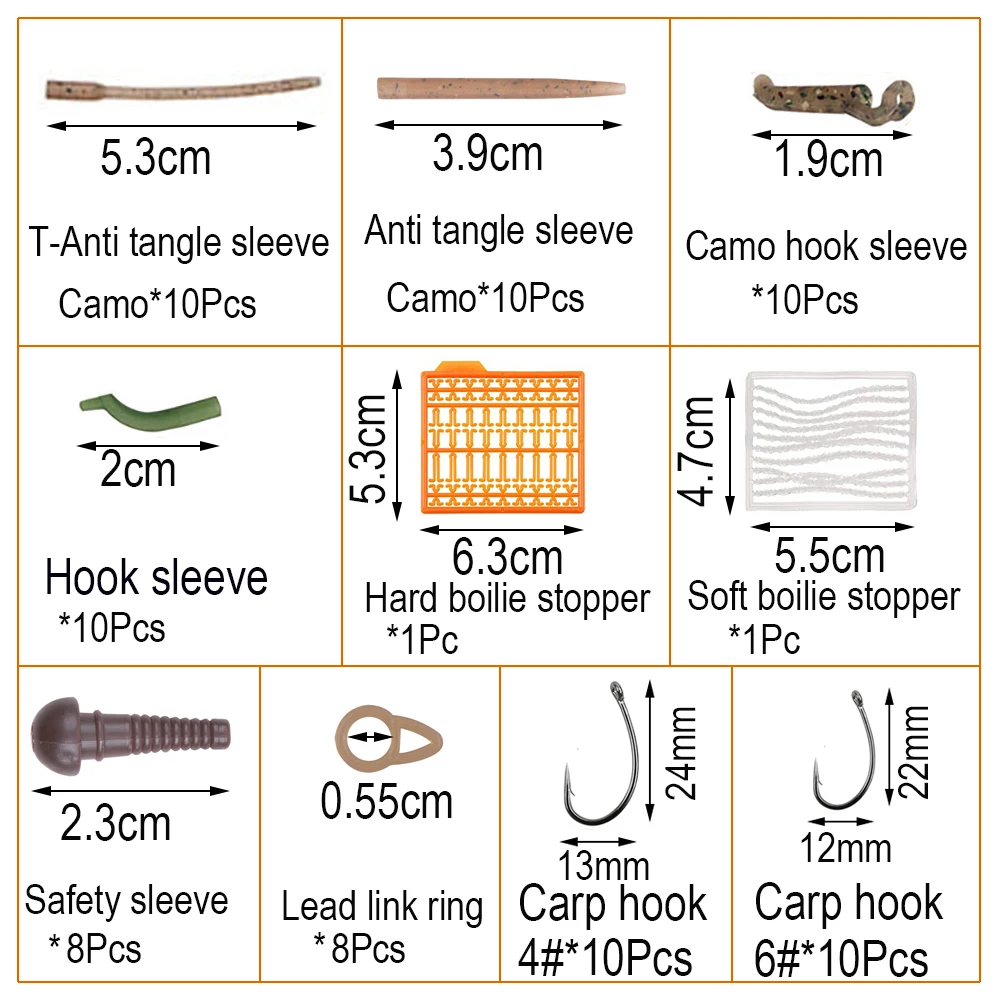 292Pcs Carp Fishing equipment fishing Carp tackle rigs accessories set with Anti Tangle Sleeve Lead clips Matt swivels connector