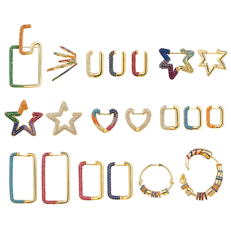 

2020 New Sweetamy Fancy CZ Crystals Star Heart Earrings Stacking Style Ear Bone Clip Earrings For Women Fashion Jewelry