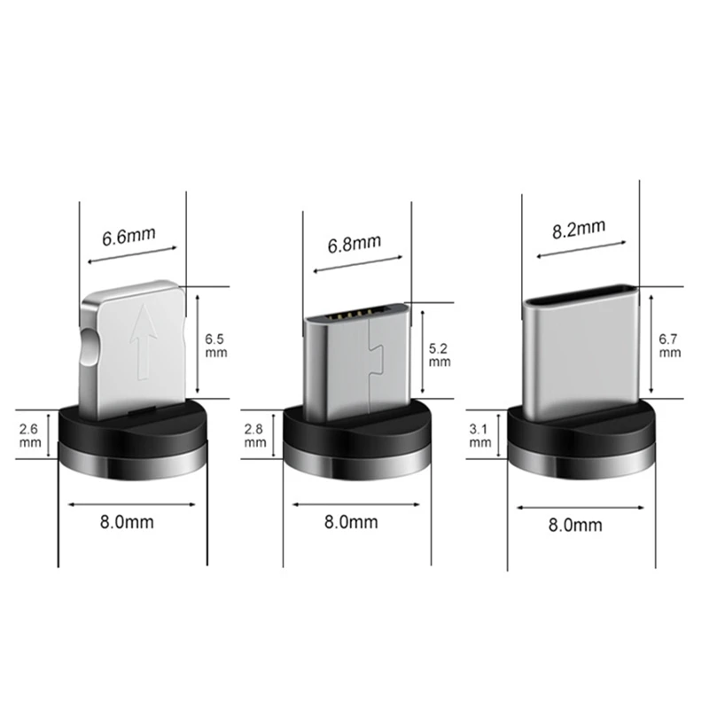 Круглый Магнитный кабель с разъемами типа C Micro USB 8 pin адаптер для быстрой зарядки