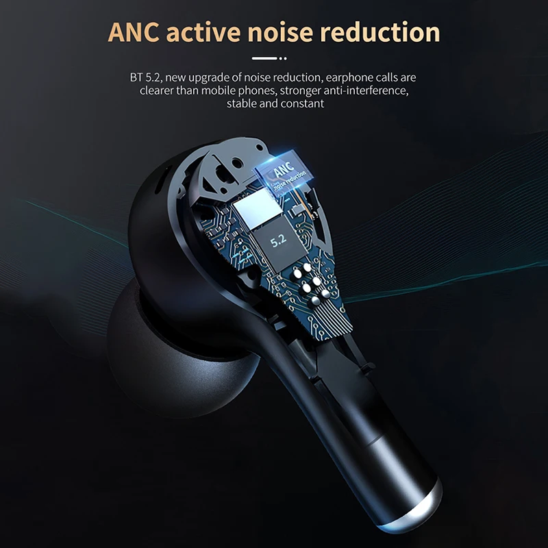 mini anc tws wireless headphone charging box 9d bass stereo sport waterproof cordless earphone with mic noise cancellation bt5 2 free global shipping