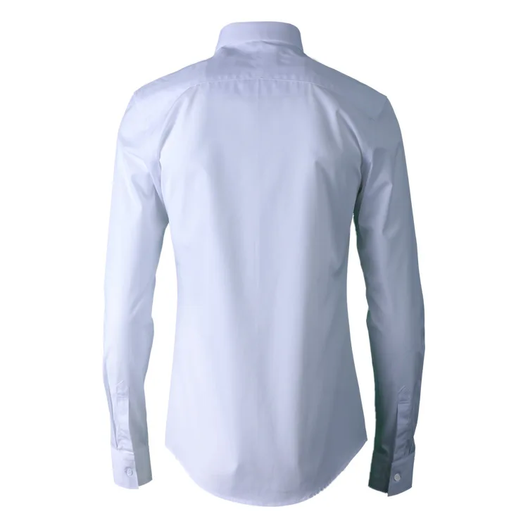 

Luxury Alloy Rose Rivets Men Shirt White Black Solid Color Long Sleeve Men Dress Shirt 100% Cotton Casual Man Shirt
