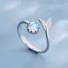 Женское Открытое кольцо с лунным камнем и хвостом русалки