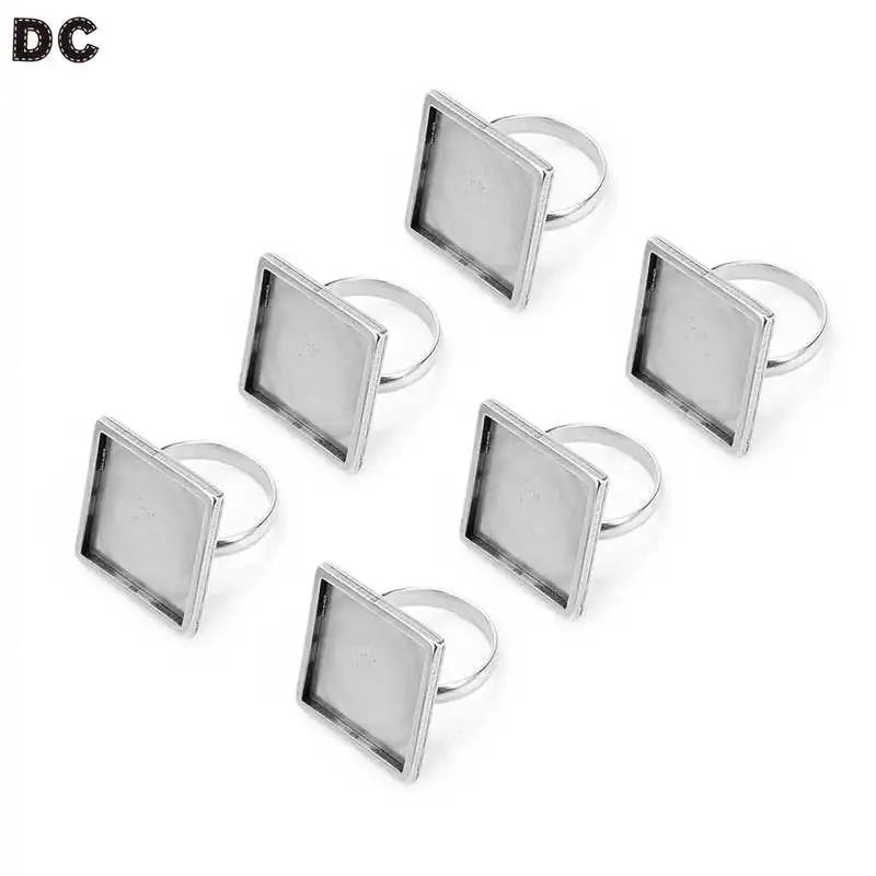 

Кольца из нержавеющей стали для самостоятельного изготовления ювелирных изделий, базовые аксессуары для колец, квадратная основа, 2 шт., 20 м...