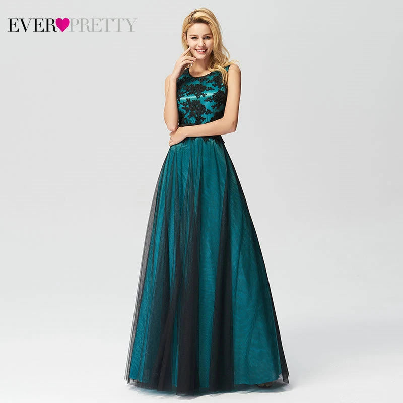 Vestido de Festa Longo Ever Pretty real photo, длинные платья для выпускного вечера с кружевной аппликацией,, дешевые вечерние платья, элегантные трапециевидные праздничные платья Jurken