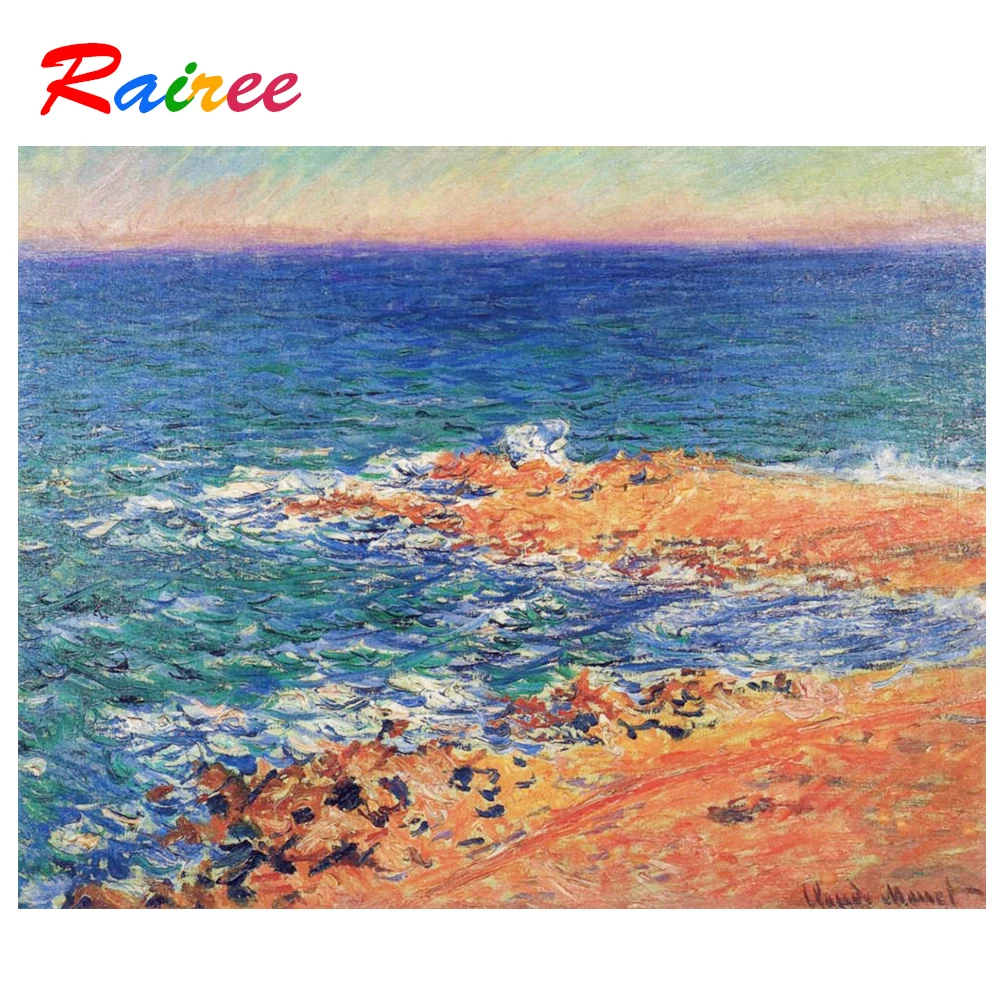 Картина Monet с изображением знаменитого пейзажа голубое побережье антибов 5D