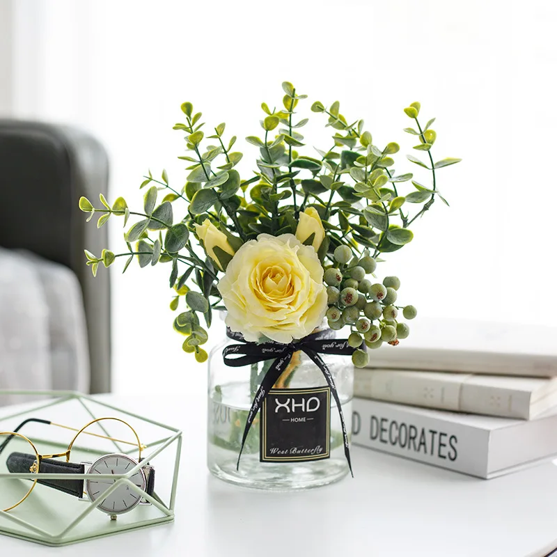 Новый Нордический Eucalypse Ins Wind Fake Flower Rose Artificial Home Decoration Wedding Bouquet Wall QW184 on