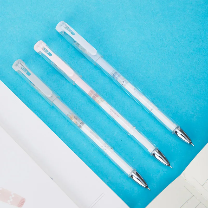 1 шт. милые ручки с медведем новинка стираемая гелевая ручка Kawaii черные для детей