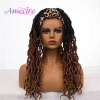 synthetic curly dreadlock wigs short twist wigs faux locs crochet headband wig brown crochet wigs for black women
