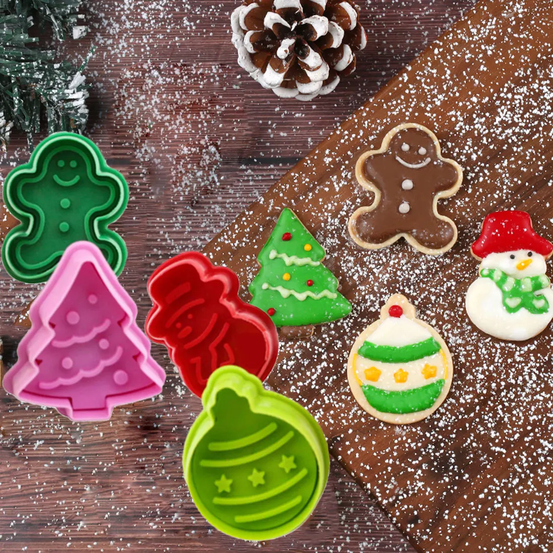 Новинка 4 шт. Рождественский Снеговик помадка торт форма печенье Плунжер резаки