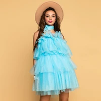 short party gowns fashion tulle prom gowns women night party dresses custom made strapless mini dress cascading ruffle dresses
