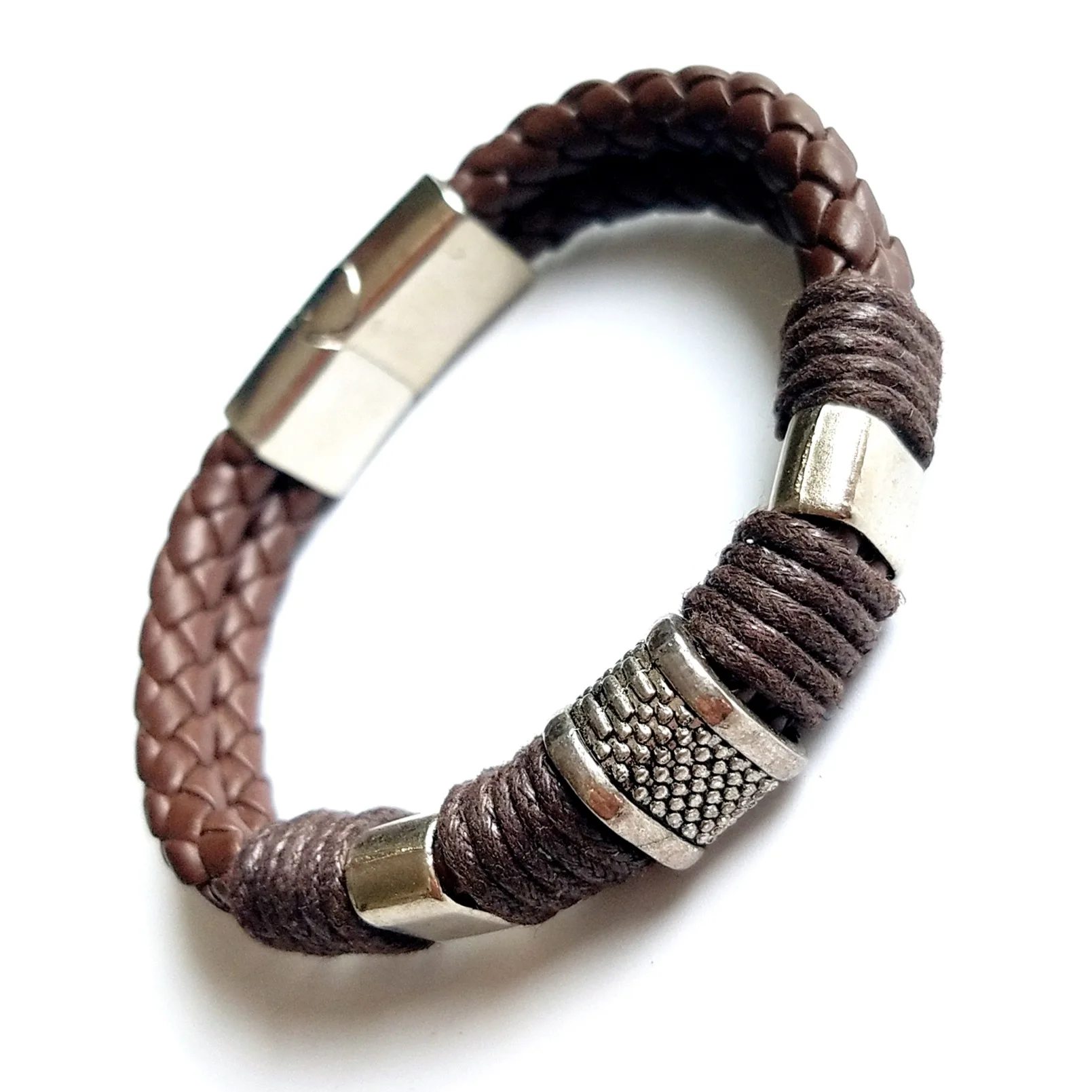 Новый креативный кожаный браслет с магнитной пряжкой из сплава мужской Простой