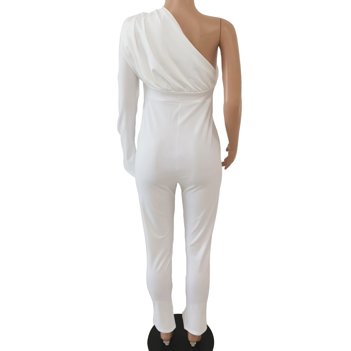 Женский однотонный комбинезон на одно плечо с открытой спиной |