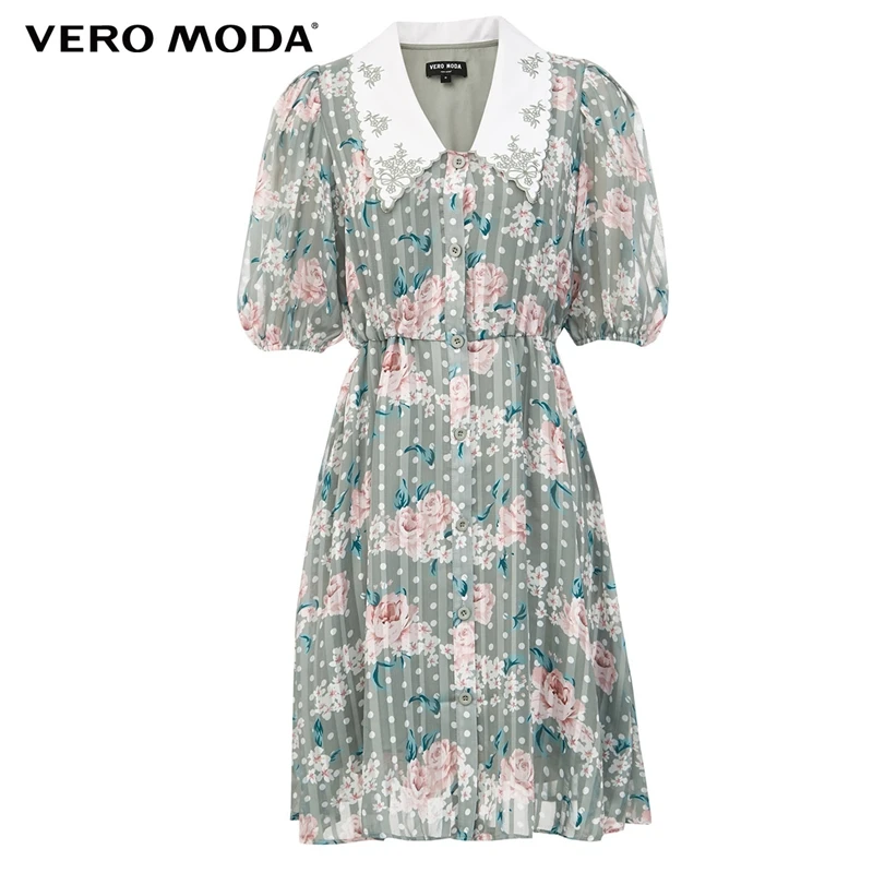 

Vero Moda Women Vintage Print Pointy Collar Puff Sleeve Dress | 3203SZ023