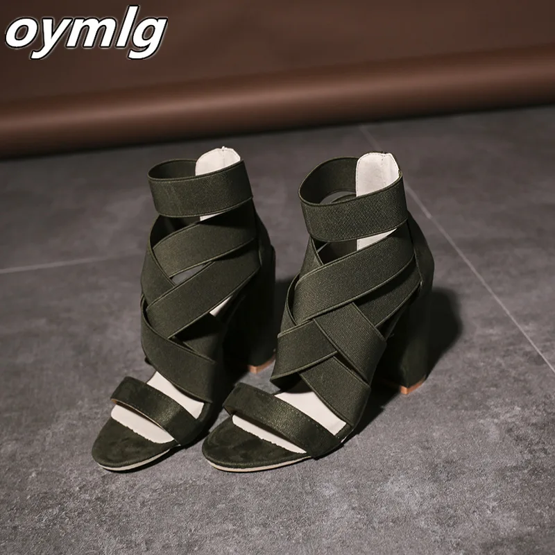 

Women's Cross-strap Sandals 2020 Summer New 9.5cm Thick Heel Party Dress Wedding Ladies Pumps Ankle Strap High Heel Pumps