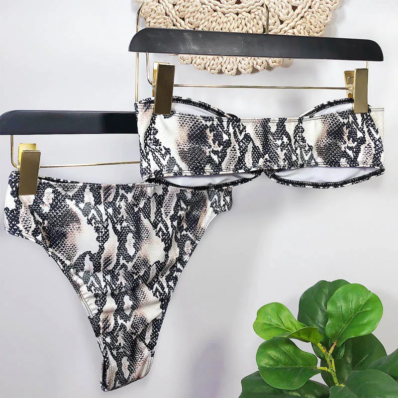 

Sexy Bikini Push Up Bikini Set 2021 Swimsuit Female Bandeau Swimwear Women Bathing Suit Swimming Suit For Women Thong Biquini