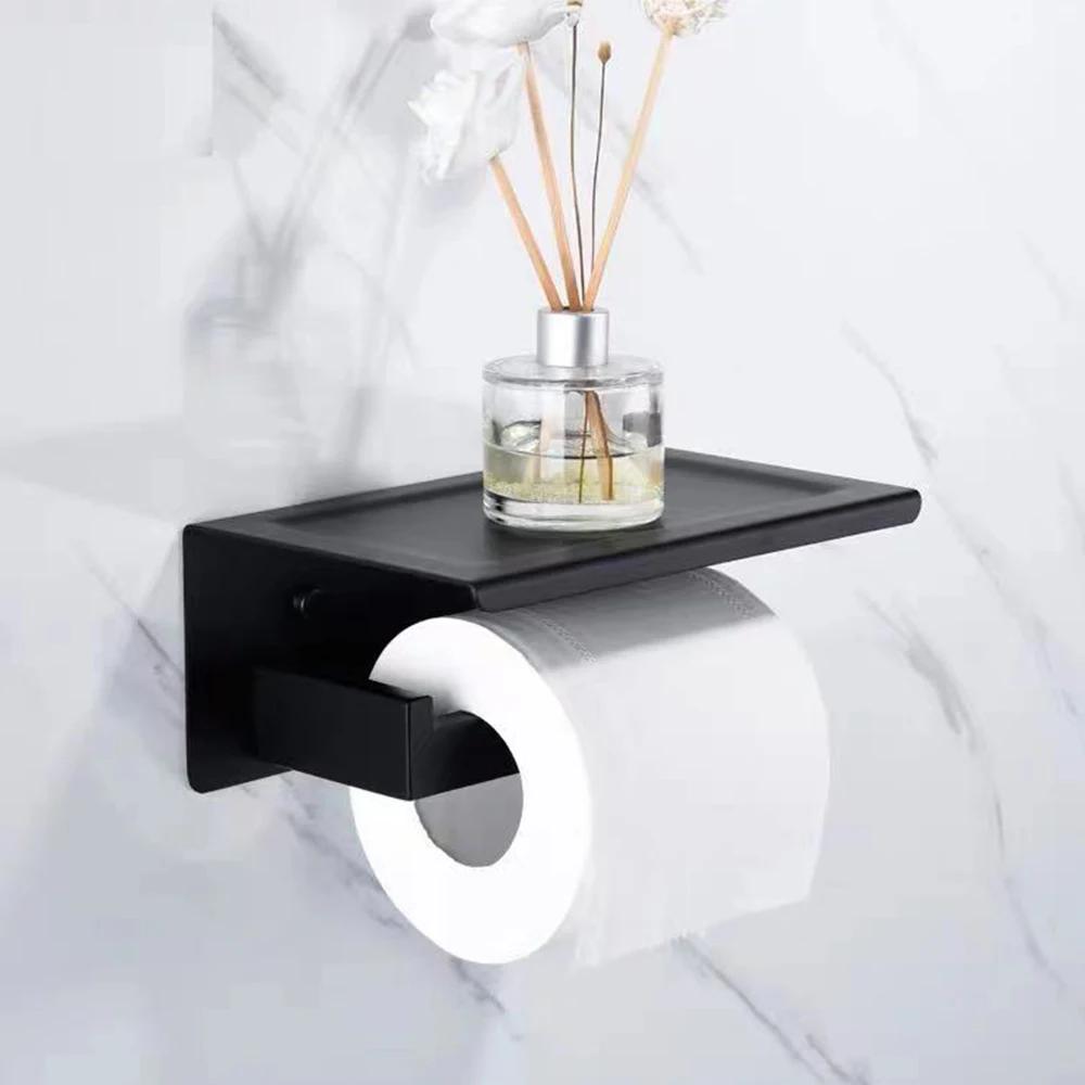 taicute fashion toilet paper holder with shelf stainless steel tissue paper roll hanger wall mount wc bathroom accessories free global shipping