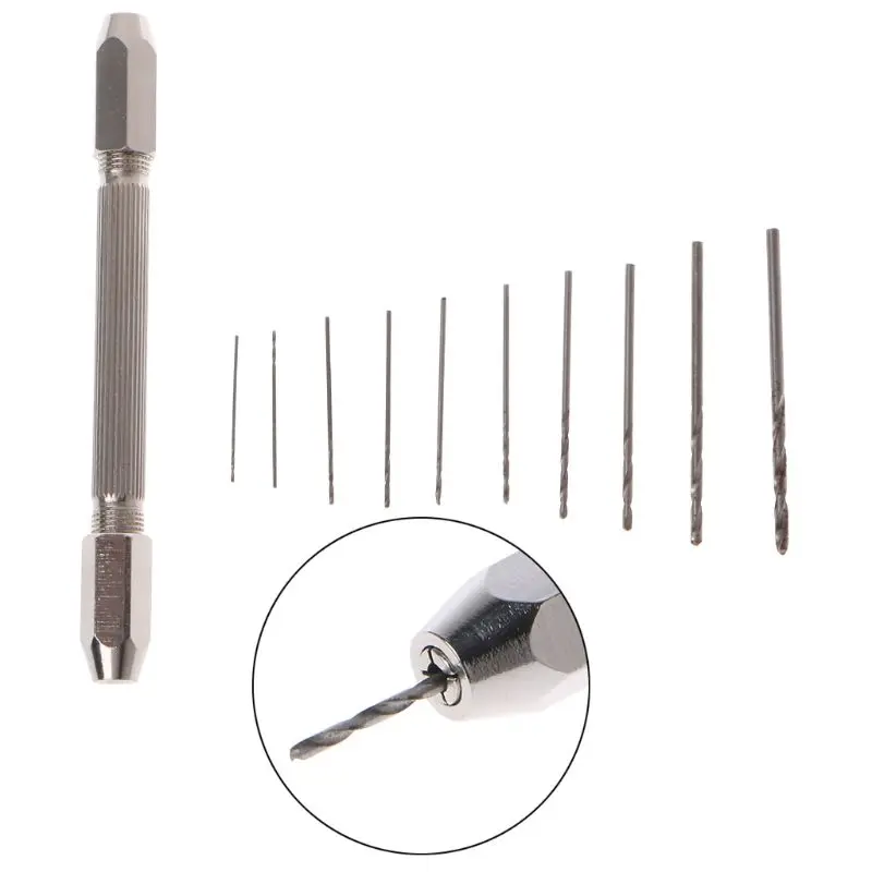 

Precision Double Ended Swivel Head Pin + 10pcs Micro HSS Twist Drill Bits For Jewelry Watch Hobby Woodworking Sculpture Hand Too